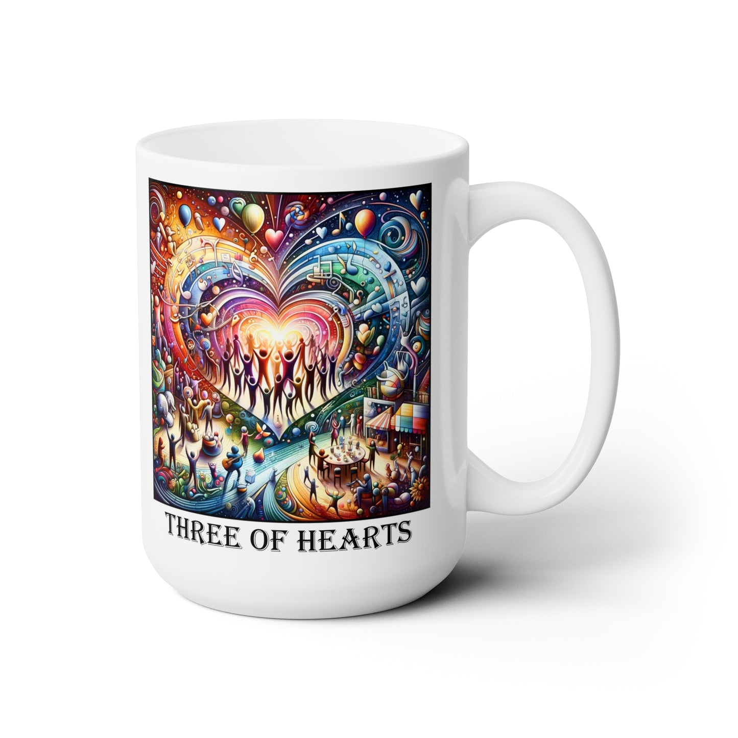 The Three of Hearts Ceramic 15 oz Mug from the Some Weird Mirror Collection ~ Game Version ~