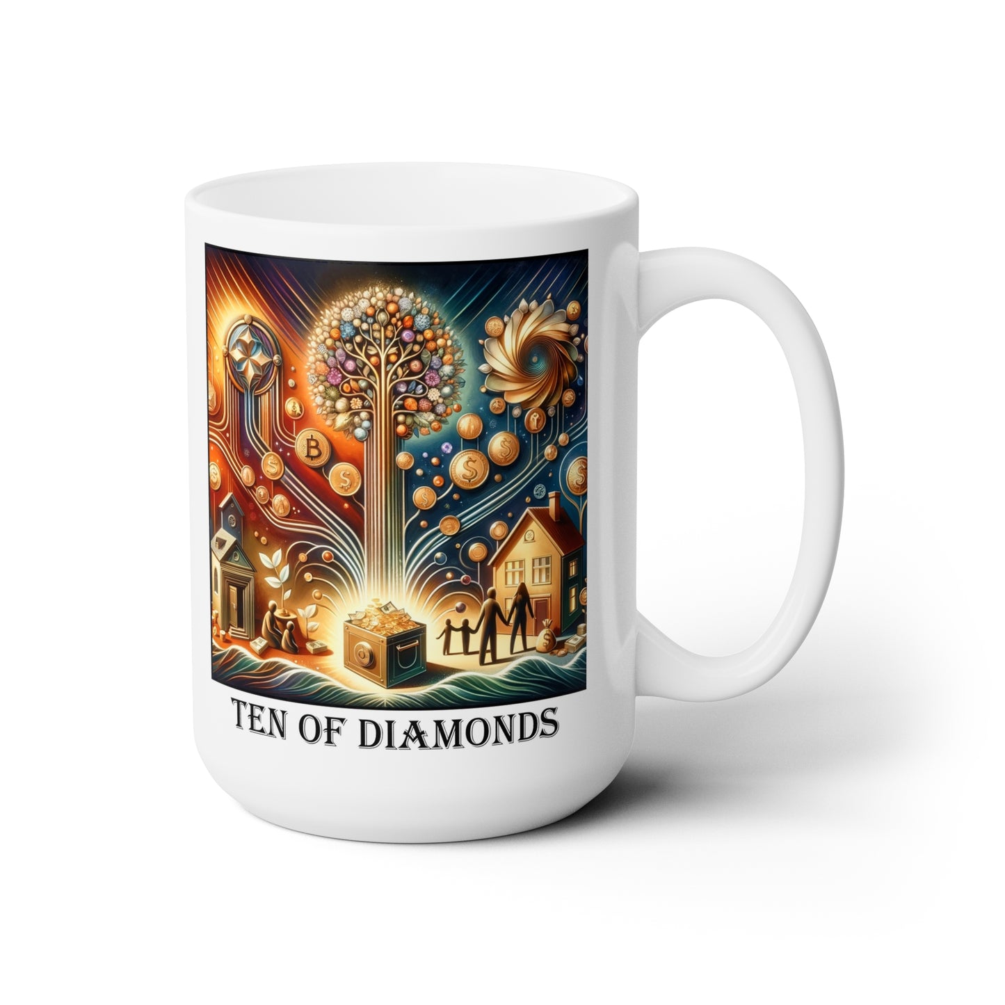 The Ten of Diamonds Ceramic 15 oz Mug from the Some Weird Mirror Collection ~ Game Version ~
