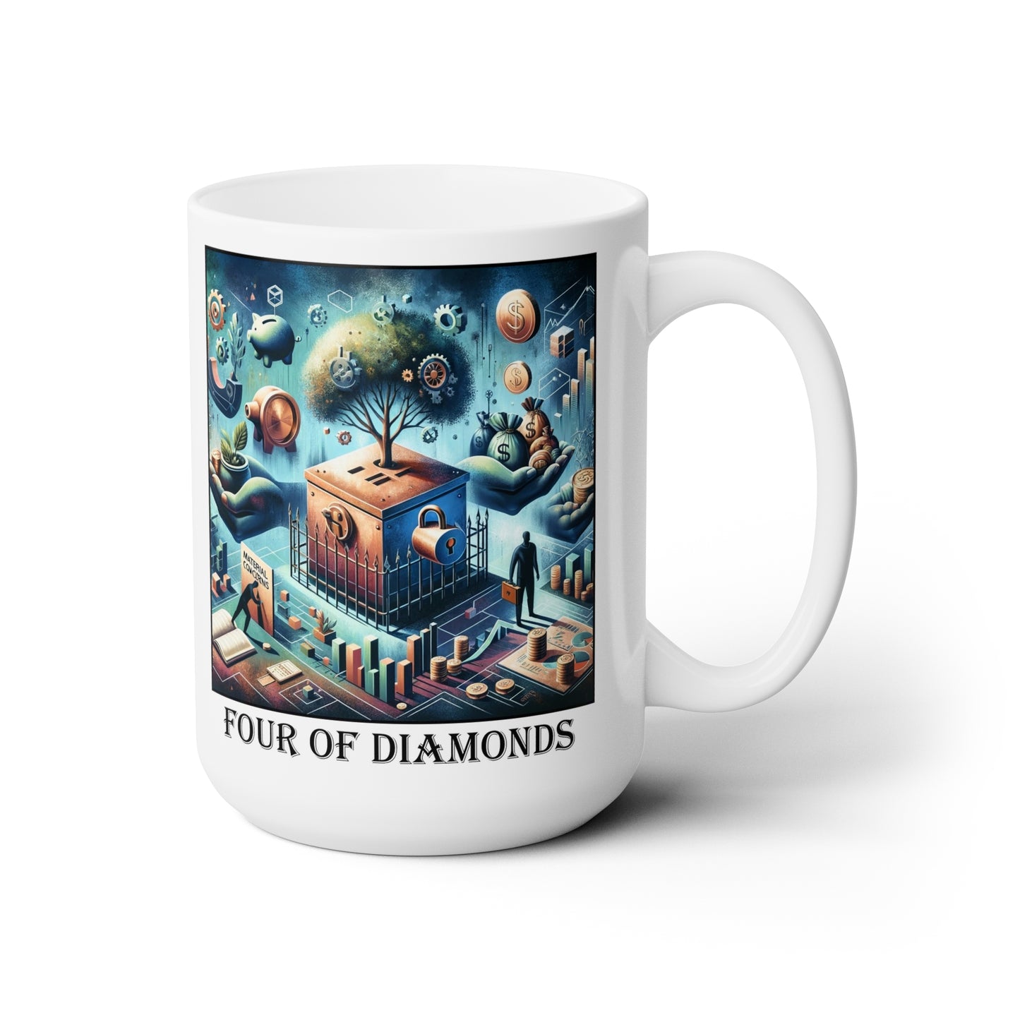 The Four of Diamonds Ceramic 15 oz Mug from the Some Weird Mirror Collection ~ Game Version~
