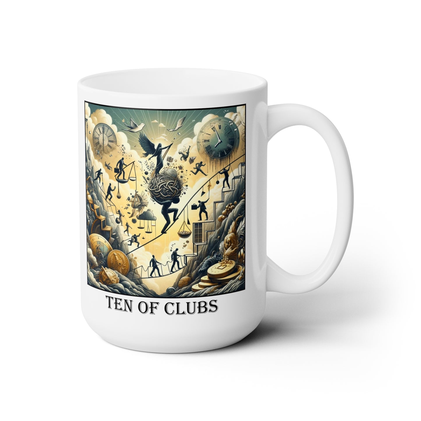 The Ten of Clubs Ceramic 15 oz Mug from the Some Weird Mirror Collection ~ Game Version~