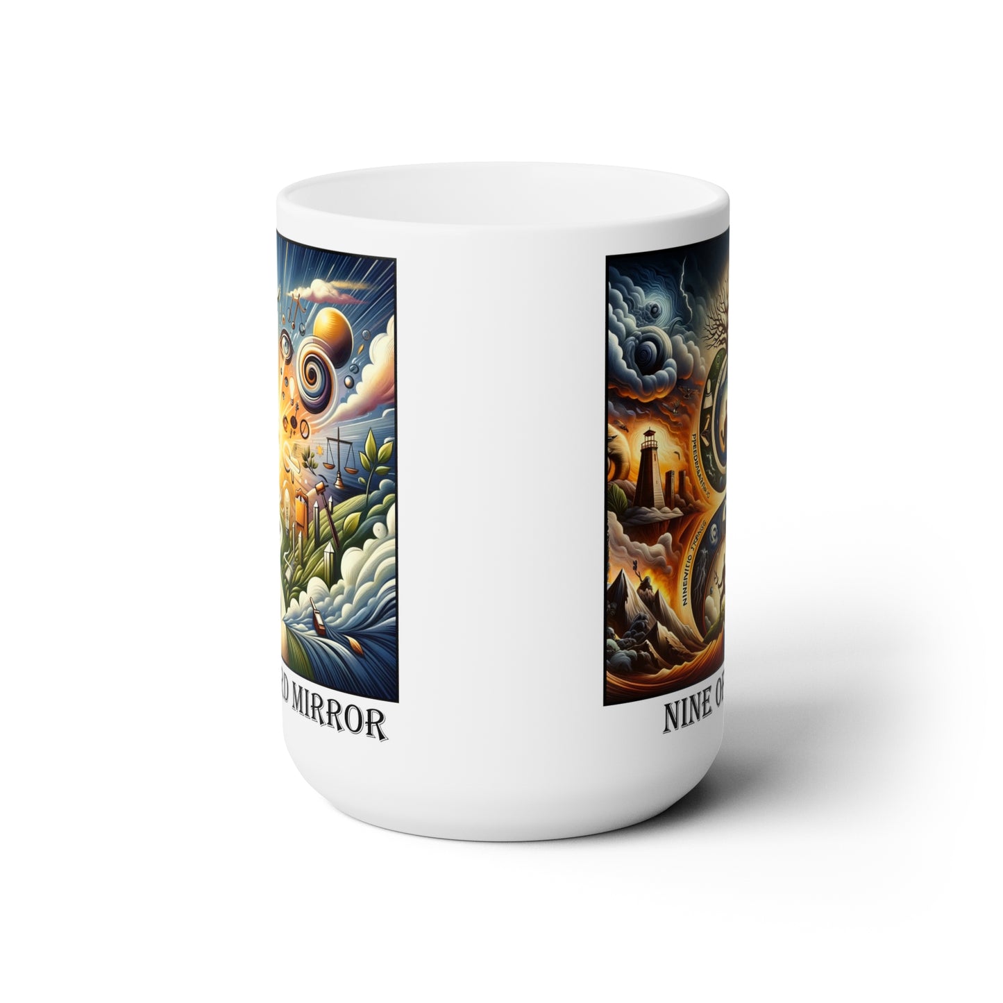 The Nine of Clubs Ceramic 15 oz Mug from the Some Weird Mirror Collection ~ Game Version~