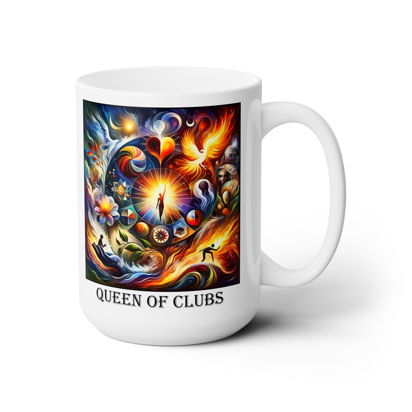 The Queen of Clubs Ceramic 15 oz Mug from the Some Weird Mirror Collection ~ Game Version~