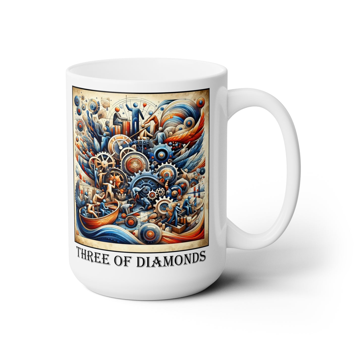The Three of Diamonds Ceramic 15 oz Mug from the Some Weird Mirror Collection ~ Game Version~