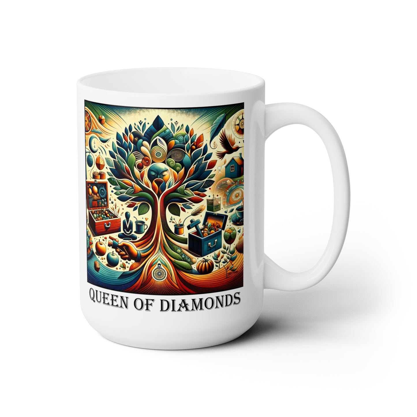 The Queen of Diamonds Ceramic 15 oz Mug from the Some Weird Mirror Collection ~ Game Version ~