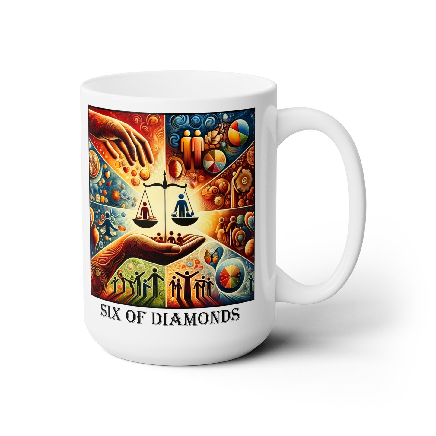 The Six of Diamonds Ceramic 15 oz Mug from the Some Weird Mirror Collection ~ Game Version ~