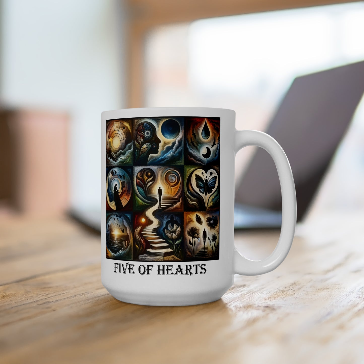 The Five of Hearts Ceramic 15 oz Mug from the Some Weird Mirror Collection ~ Game Version ~