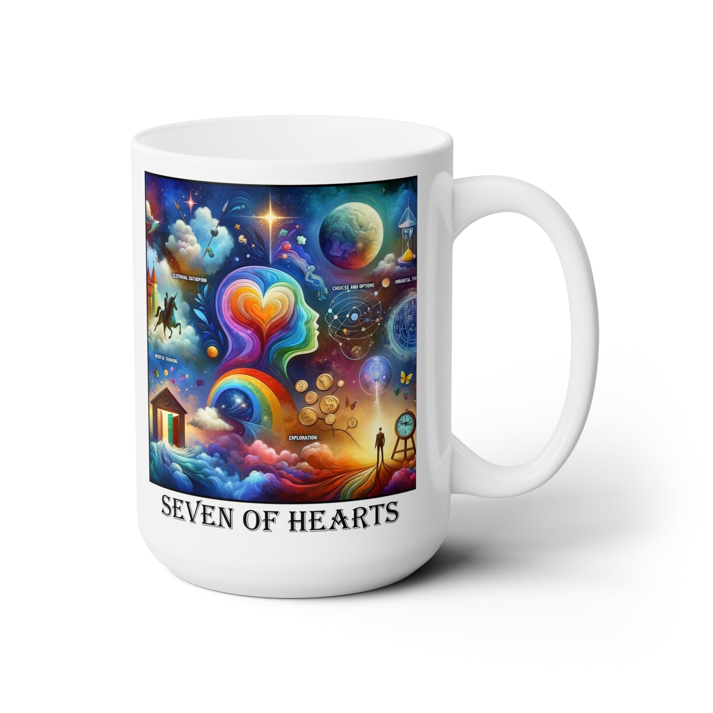 The Seven of Hearts Ceramic 15 oz Mug from the Some Weird Mirror Collection ~ Game Version ~