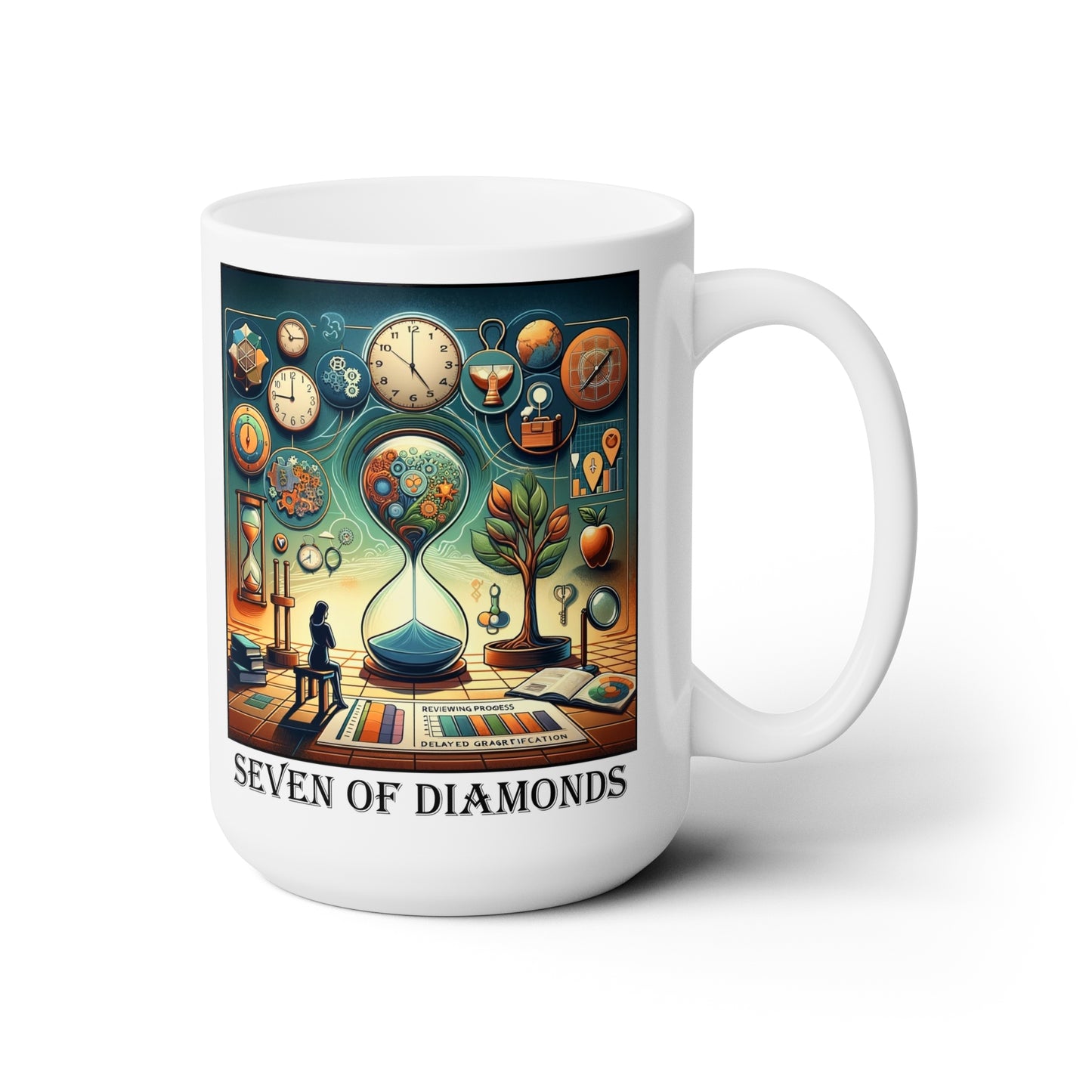 The Seven of Diamonds Ceramic 15 oz Mug from the Some Weird Mirror Collection ~ Game Version ~