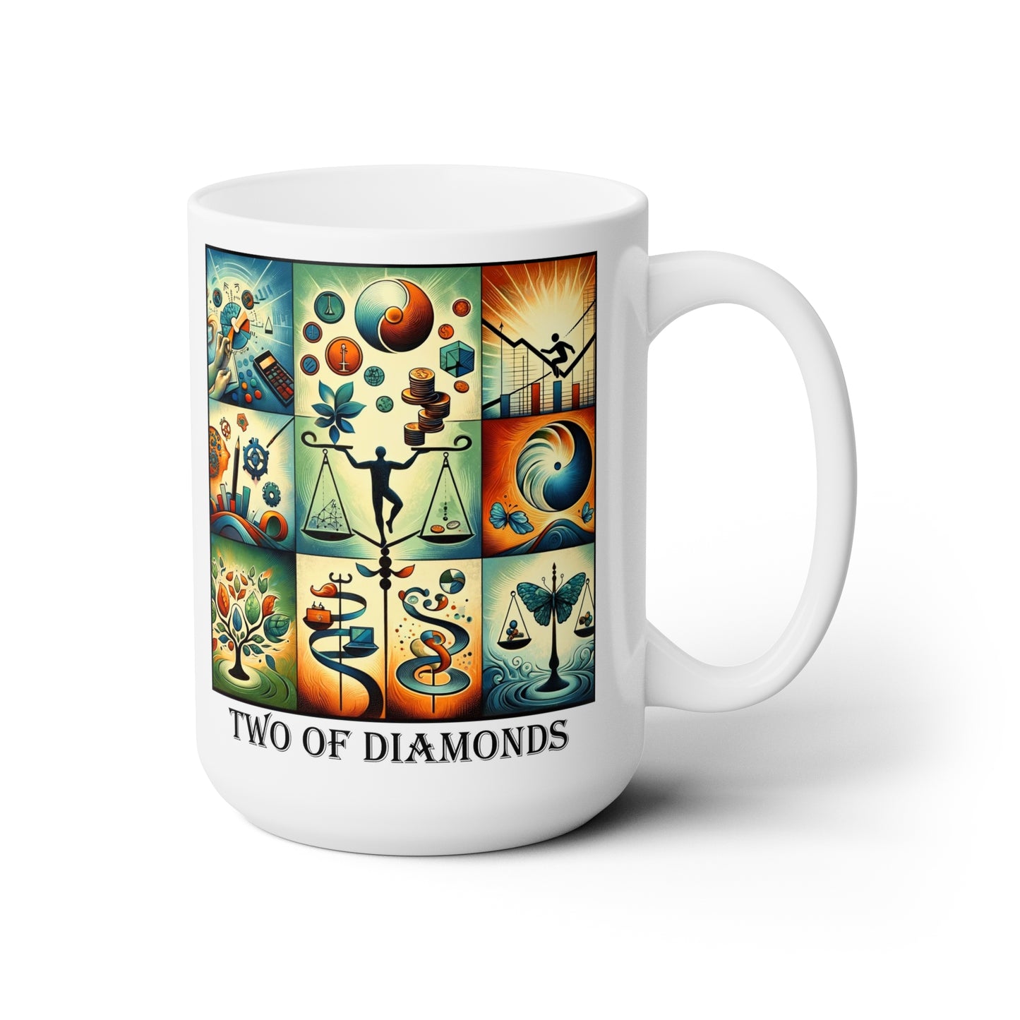 The Two of Diamonds Ceramic 15 oz Mug from the Some Weird Mirror Collection ~ Game Version ~