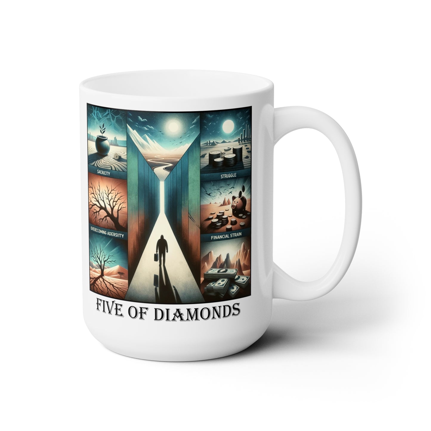 The Five of Diamonds Ceramic 15 oz Mug from the Some Weird Mirror Collection ~ Game Version~
