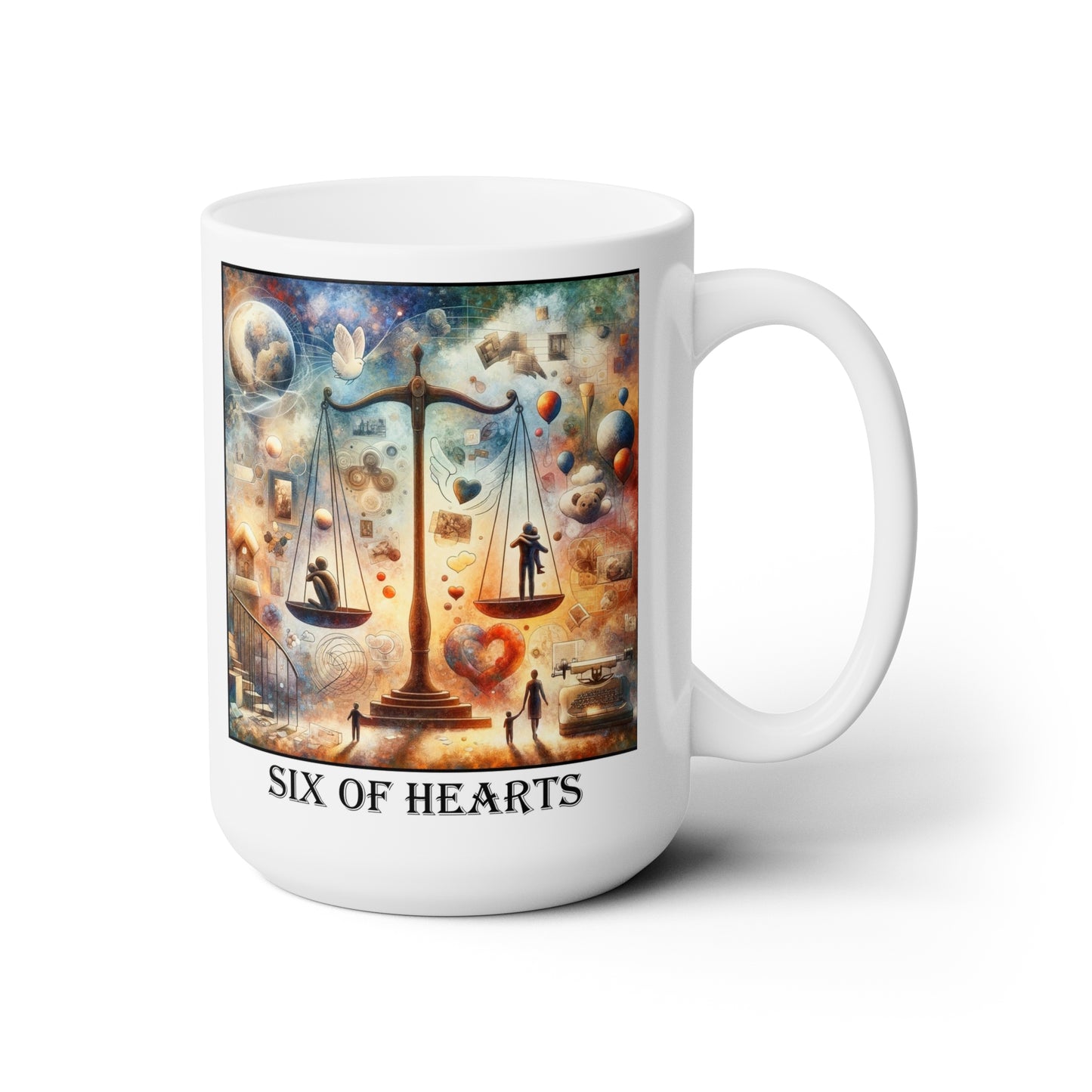 The Six of Hearts Ceramic 15 oz Mug from the Some Weird Mirror Collection ~ Game Version ~
