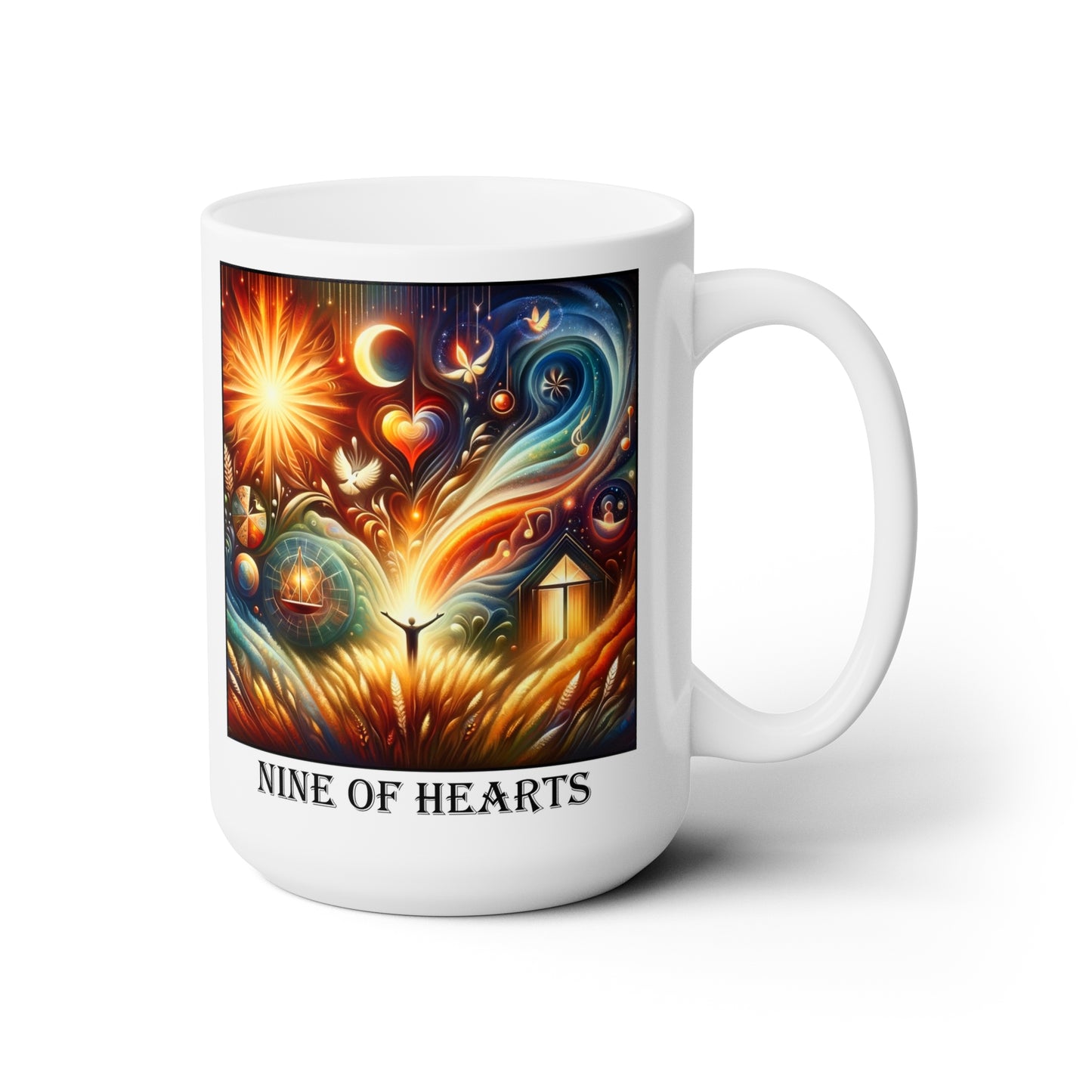 The Nine of Hearts Ceramic 15 oz Mug from the Some Weird Mirror Collection ~ Game Version ~