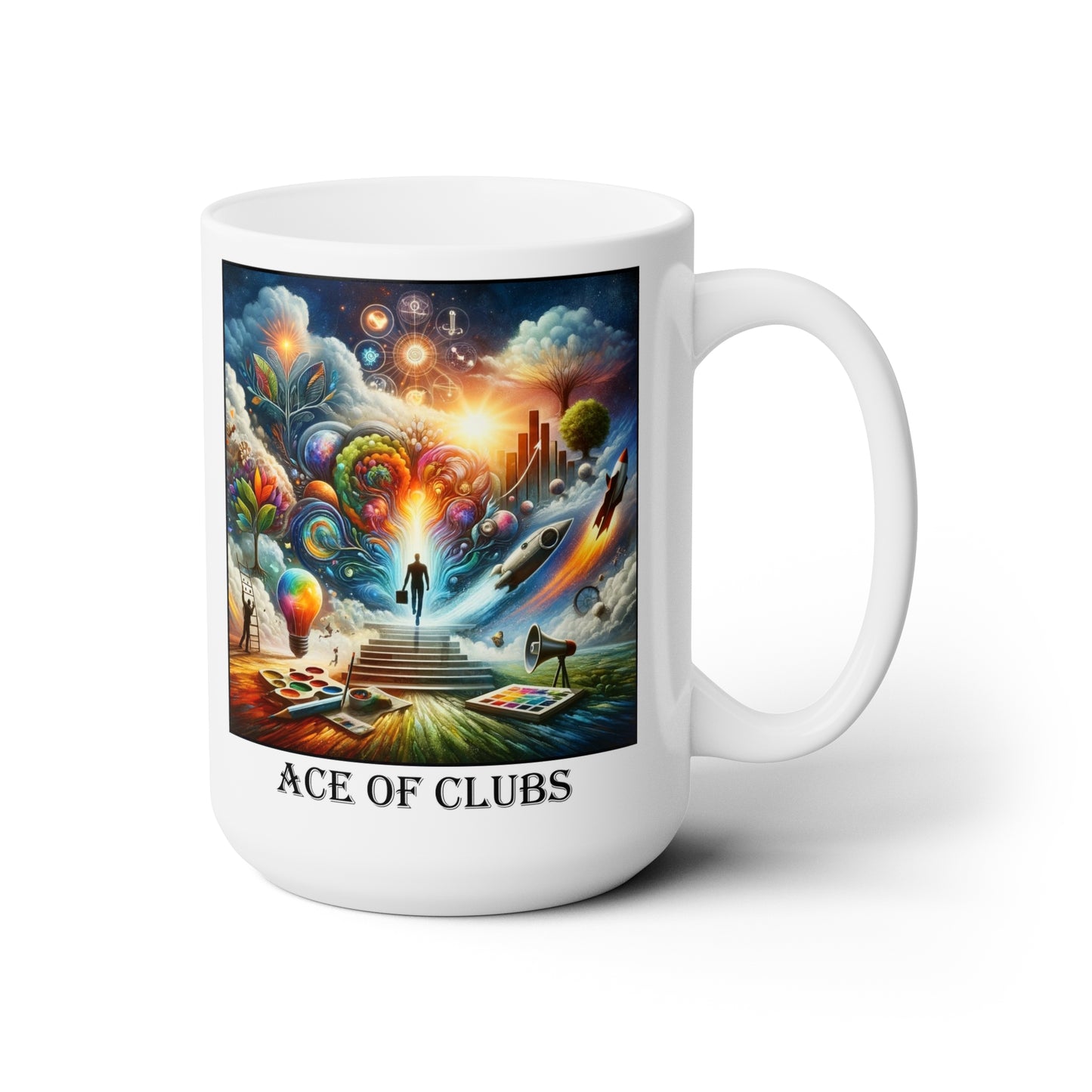 The Ace of Clubs Ceramic 15 oz Mug from the Some Weird Mirror Collection ~ Game Version~