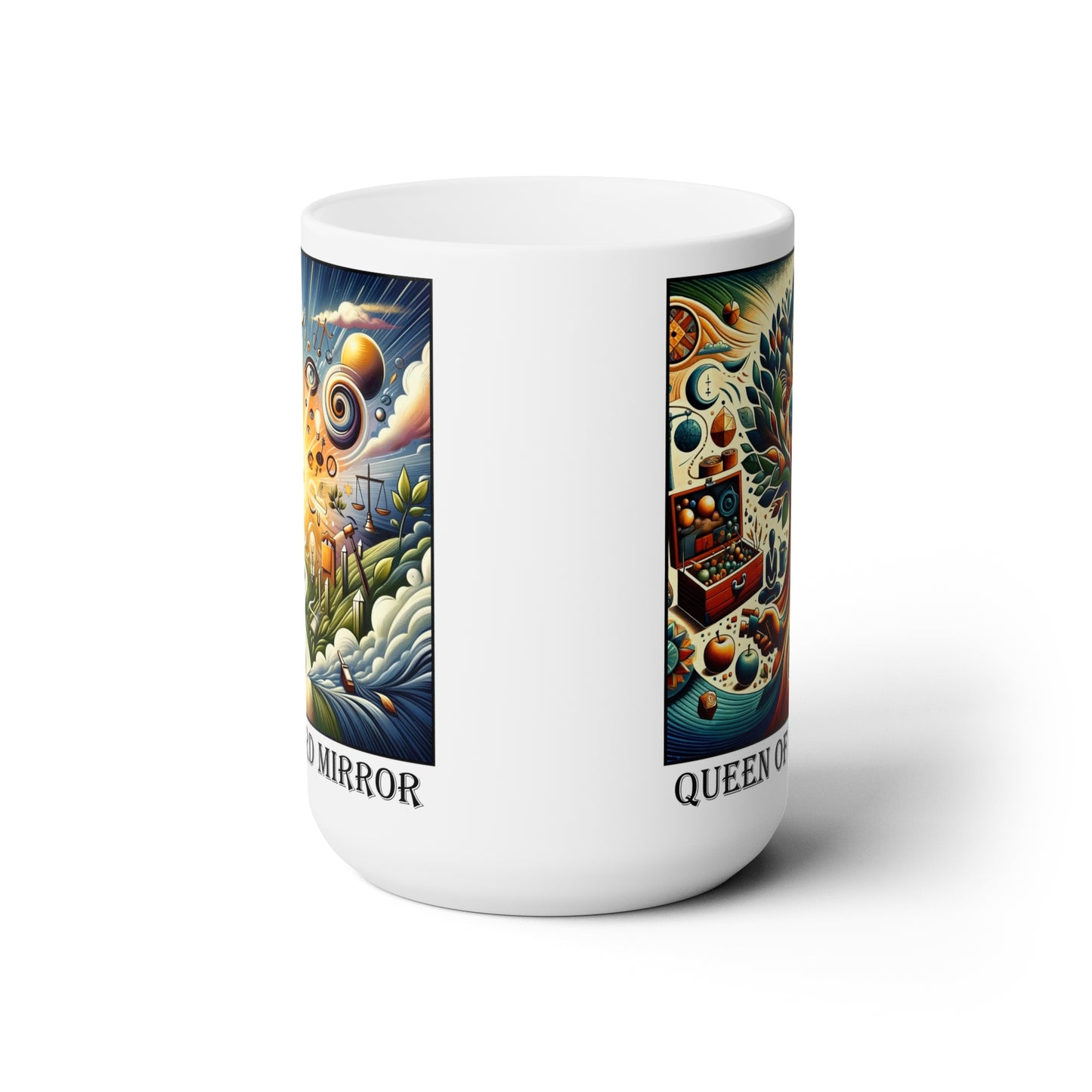 The Queen of Diamonds Ceramic 15 oz Mug from the Some Weird Mirror Collection ~ Game Version ~