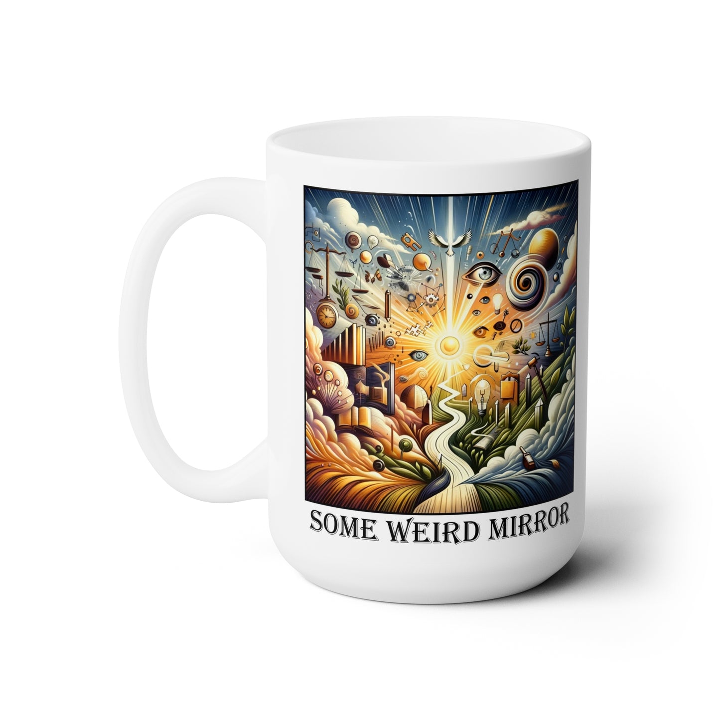 The Three of Clubs Ceramic 15 oz Mug from the Some Weird Mirror Collection ~ Game Version~