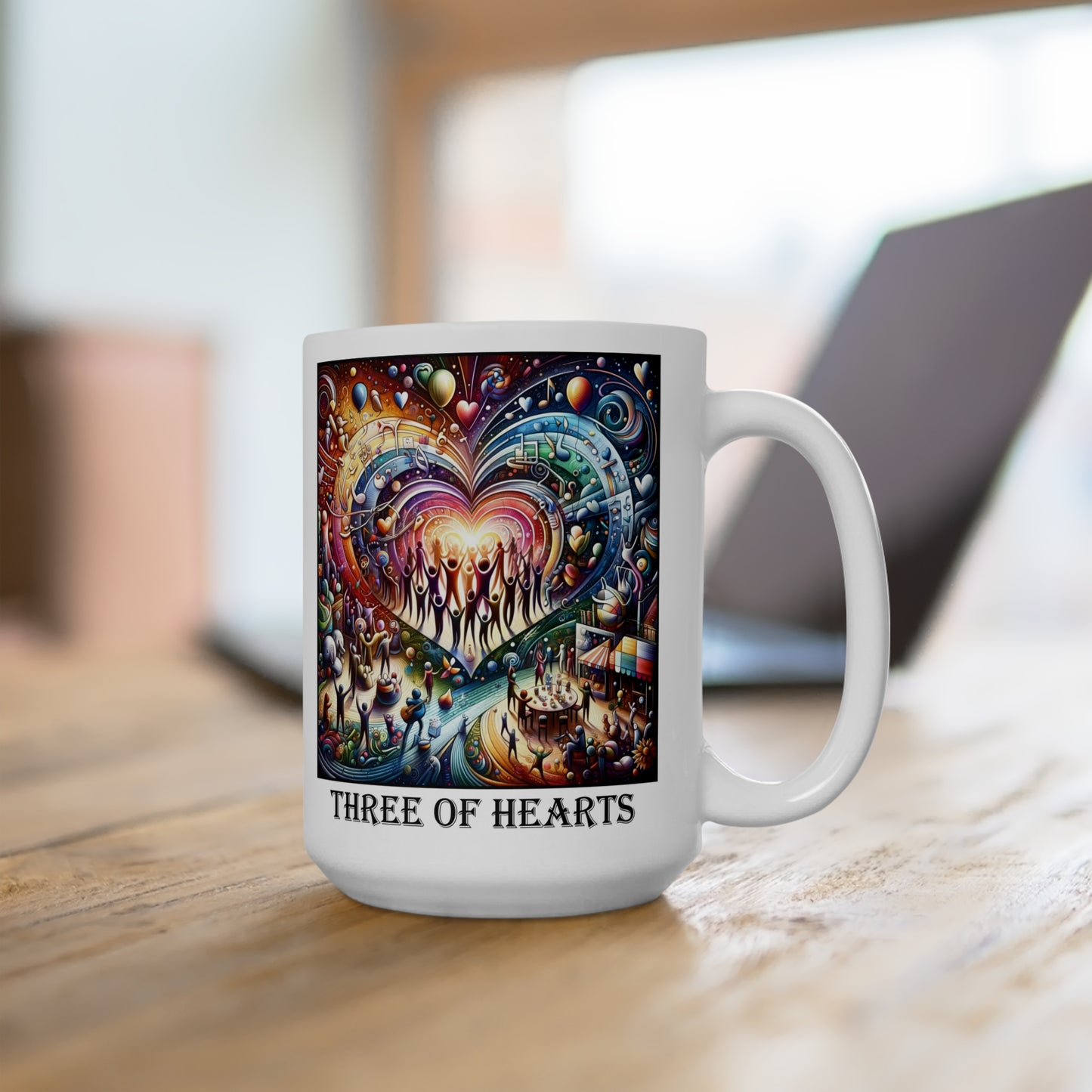 The Three of Hearts Ceramic 15 oz Mug from the Some Weird Mirror Collection ~ Game Version ~
