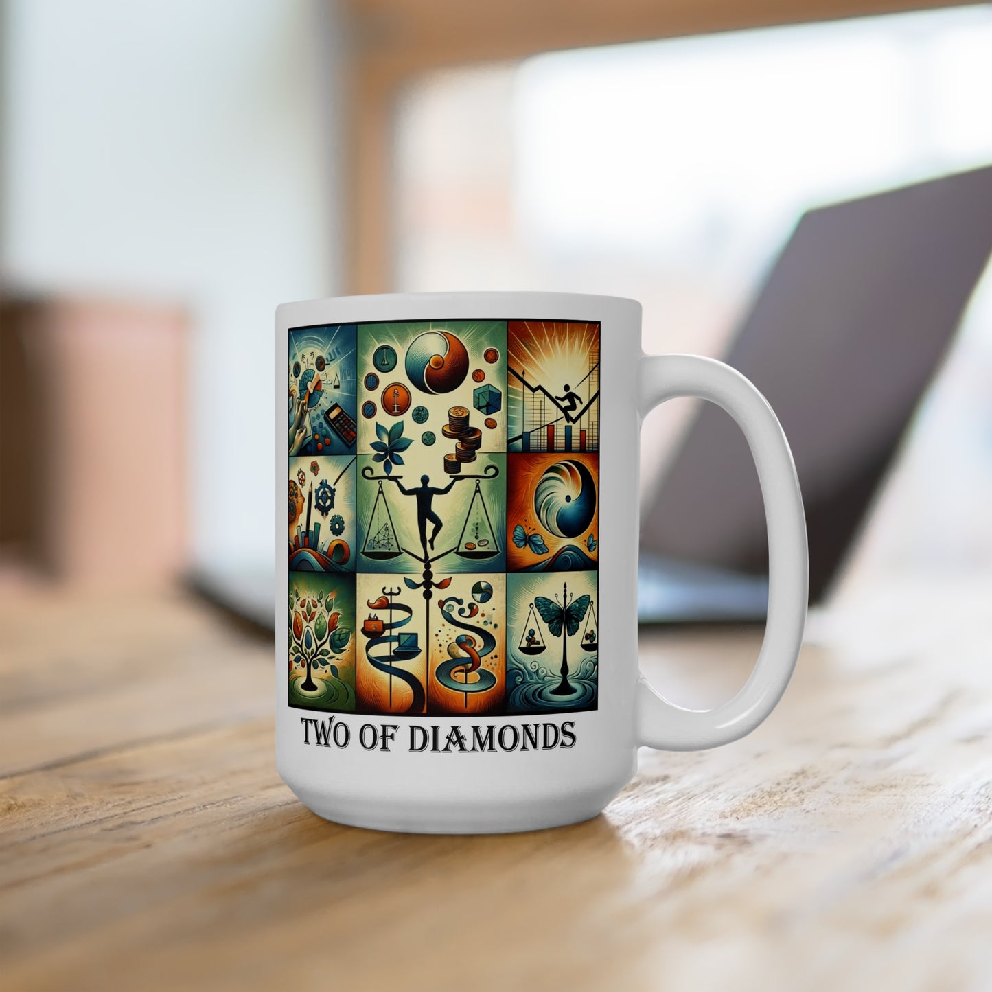 The Two of Diamonds Ceramic 15 oz Mug from the Some Weird Mirror Collection ~ Game Version ~