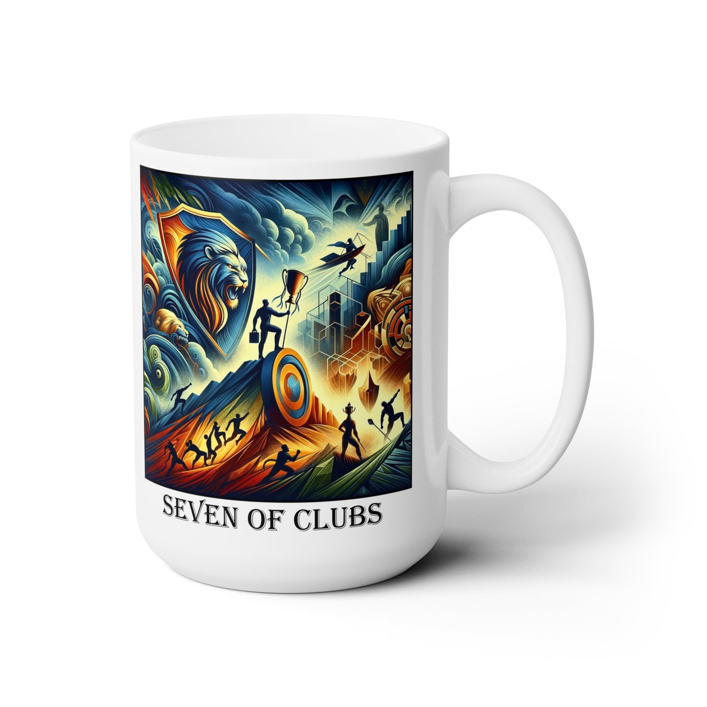 The Seven of Clubs Ceramic 15 oz Mug from the Some Weird Mirror Collection ~ Game Version~