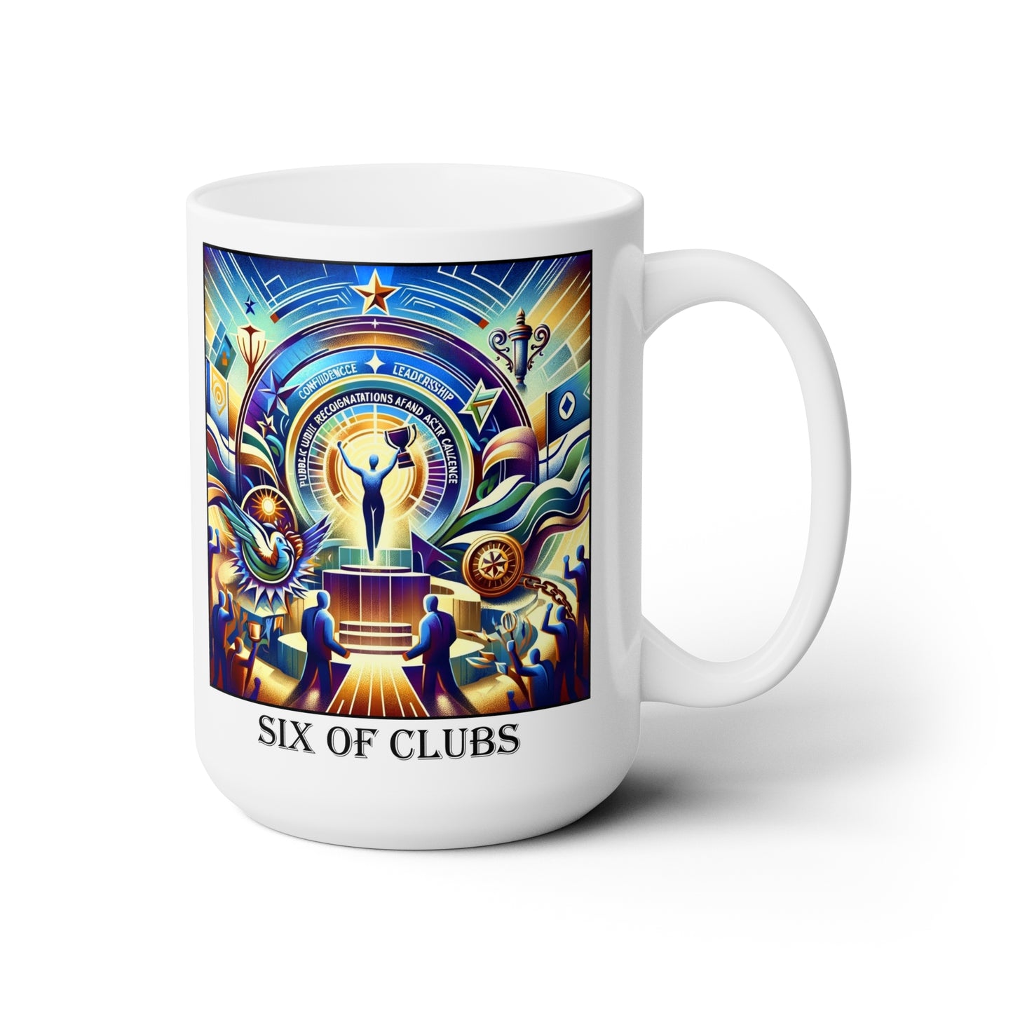 The Six of Clubs Ceramic 15 oz Mug from the Some Weird Mirror Collection ~ Game Version~
