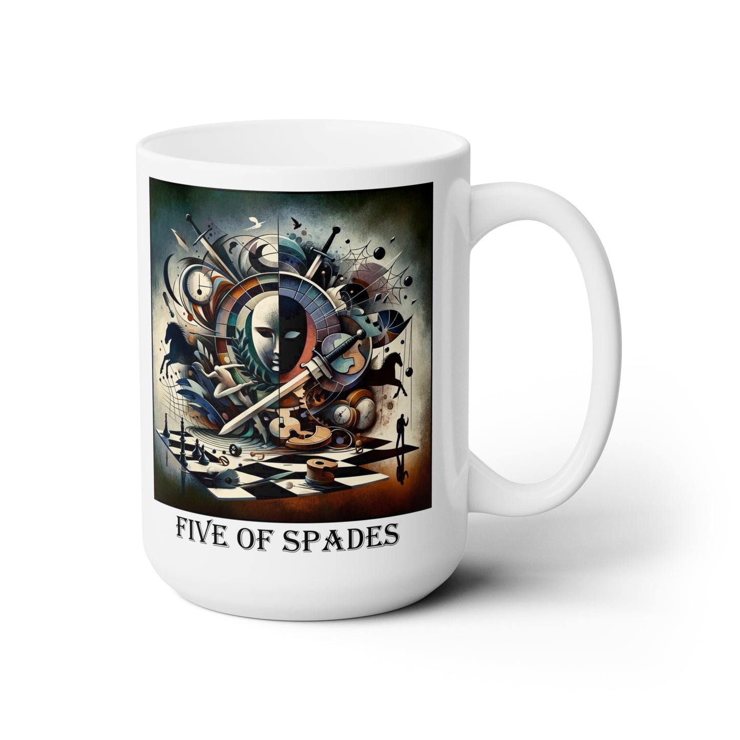 The Five of Spades Ceramic 15 oz Mug from the Some Weird Mirror Collection ~ Game Version ~