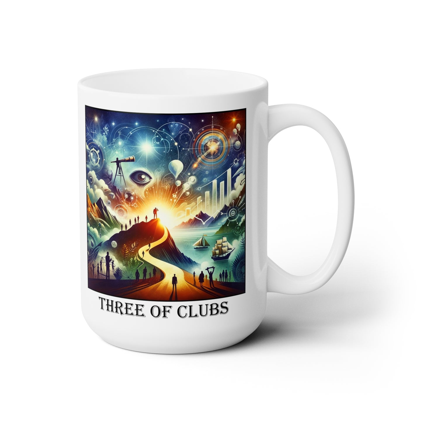 The Three of Clubs Ceramic 15 oz Mug from the Some Weird Mirror Collection ~ Game Version~
