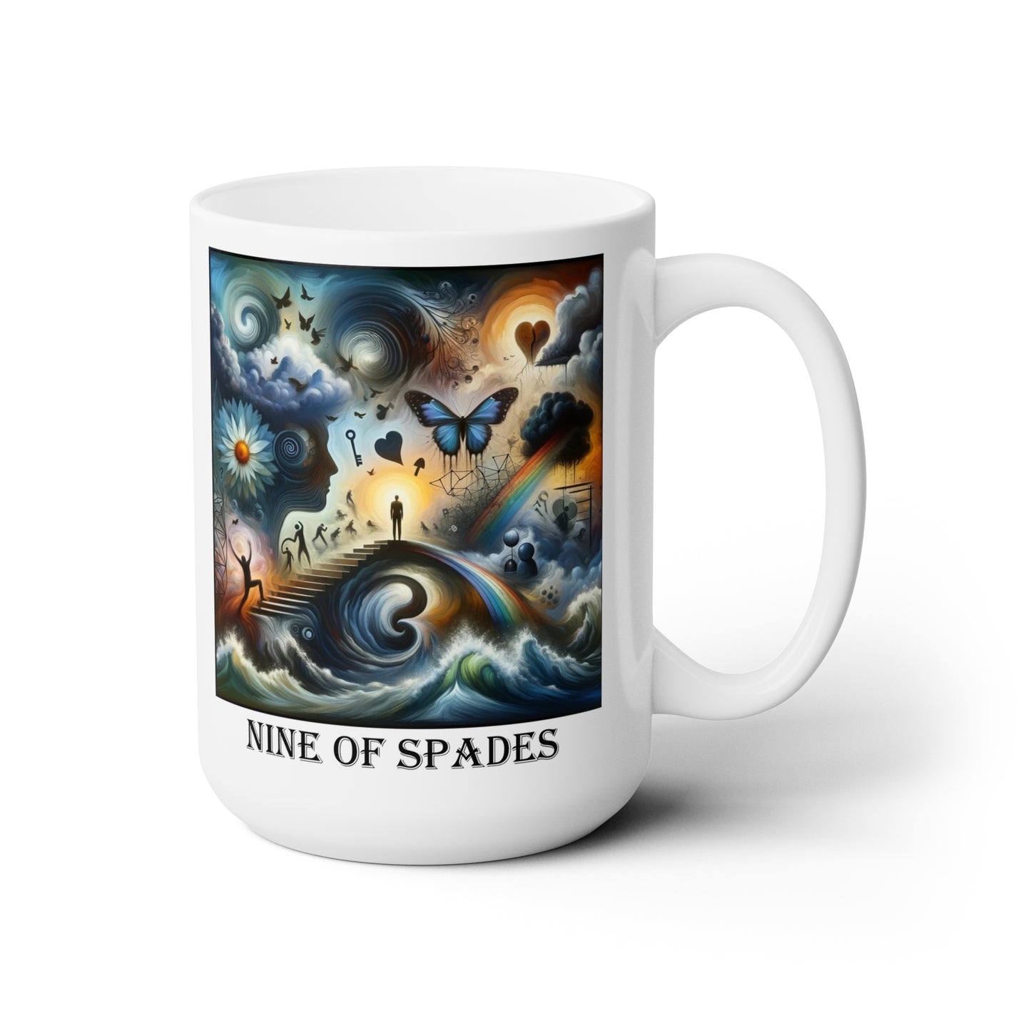 The Nine of Spades Ceramic 15 oz Mug from the Some Weird Mirror Collection ~ Game Version ~