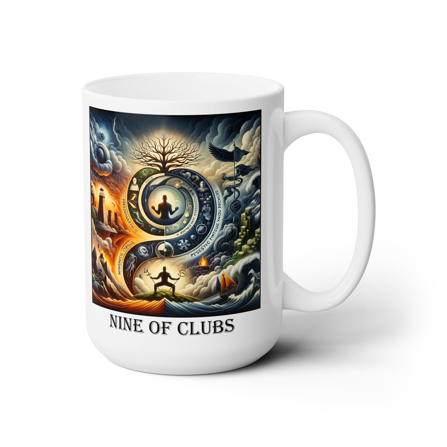 The Nine of Clubs Ceramic 15 oz Mug from the Some Weird Mirror Collection ~ Game Version~