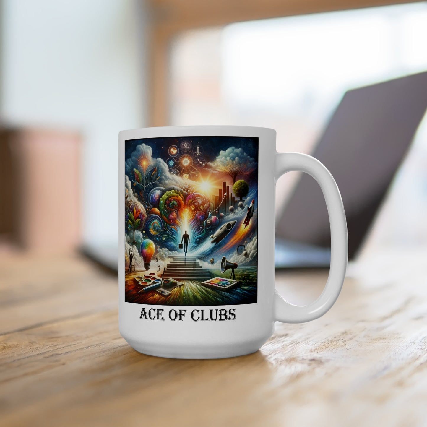 The Ace of Clubs Ceramic 15 oz Mug from the Some Weird Mirror Collection ~ Game Version~