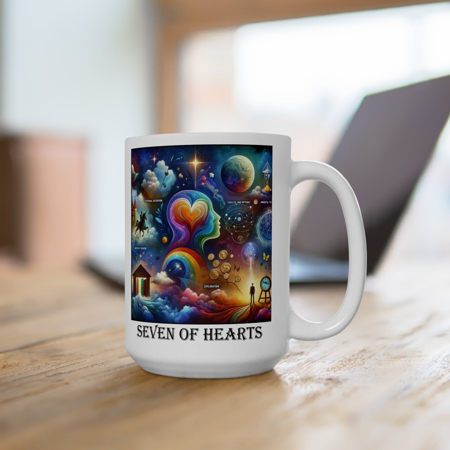 The Seven of Hearts Ceramic 15 oz Mug from the Some Weird Mirror Collection ~ Game Version ~
