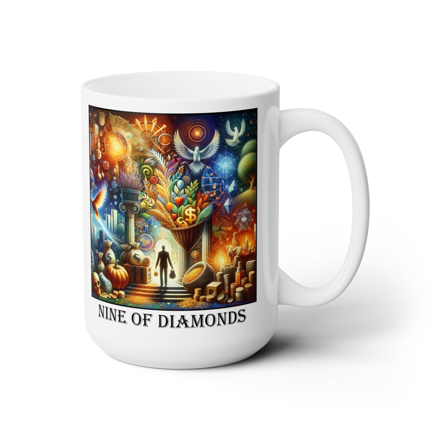 The Nine of Diamonds Ceramic 15 oz Mug from the Some Weird Mirror Collection ~ Game Version ~