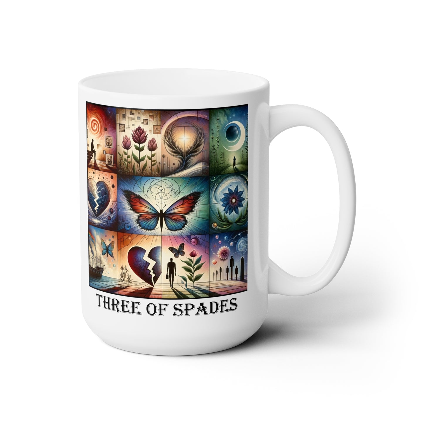 The Three of Spades Ceramic 15 oz Mug from the Some Weird Mirror Collection ~ Game Version ~