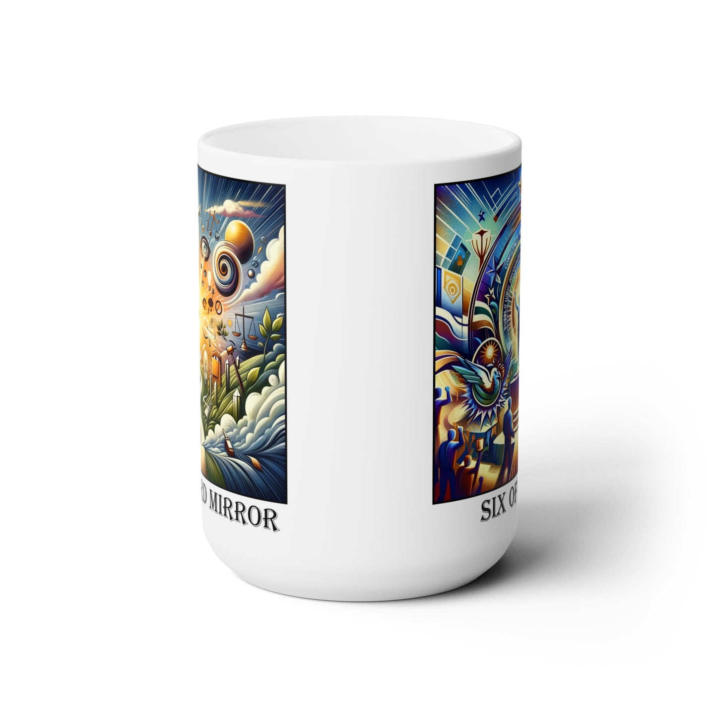 The Six of Clubs Ceramic 15 oz Mug from the Some Weird Mirror Collection ~ Game Version~