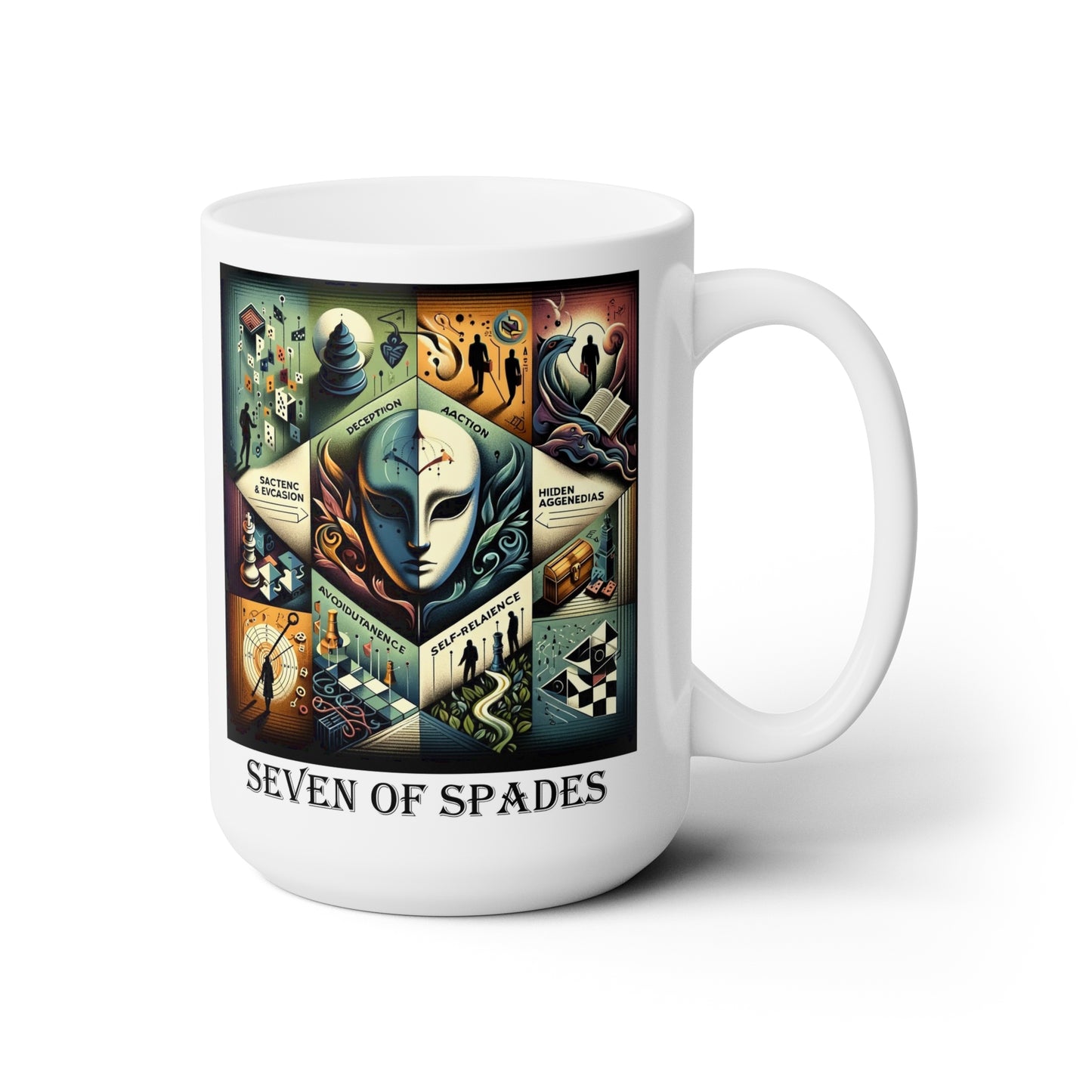The Seven of Spades Ceramic 15 oz Mug from the Some Weird Mirror Collection ~ Game Version ~