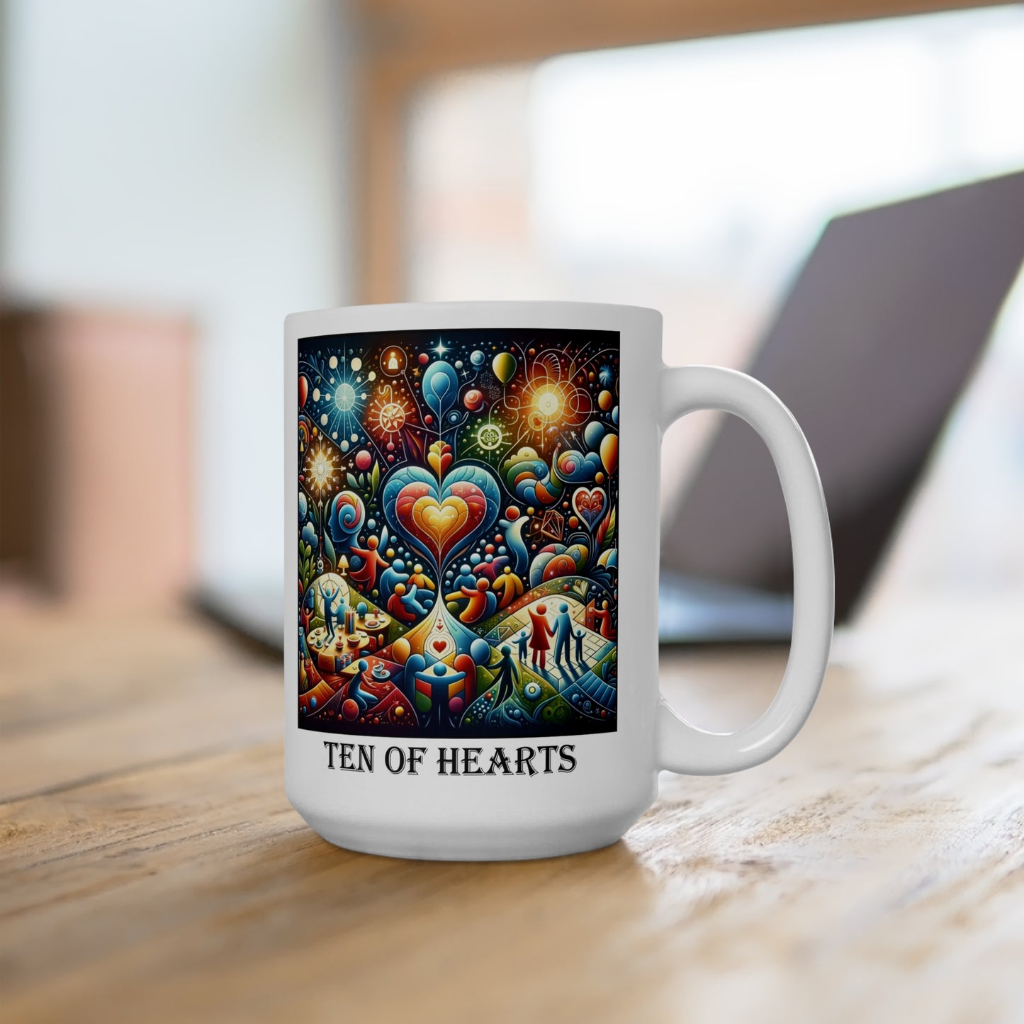 The Ten of Hearts Ceramic 15 oz Mug from the Some Weird Mirror Collection ~ Game Version ~
