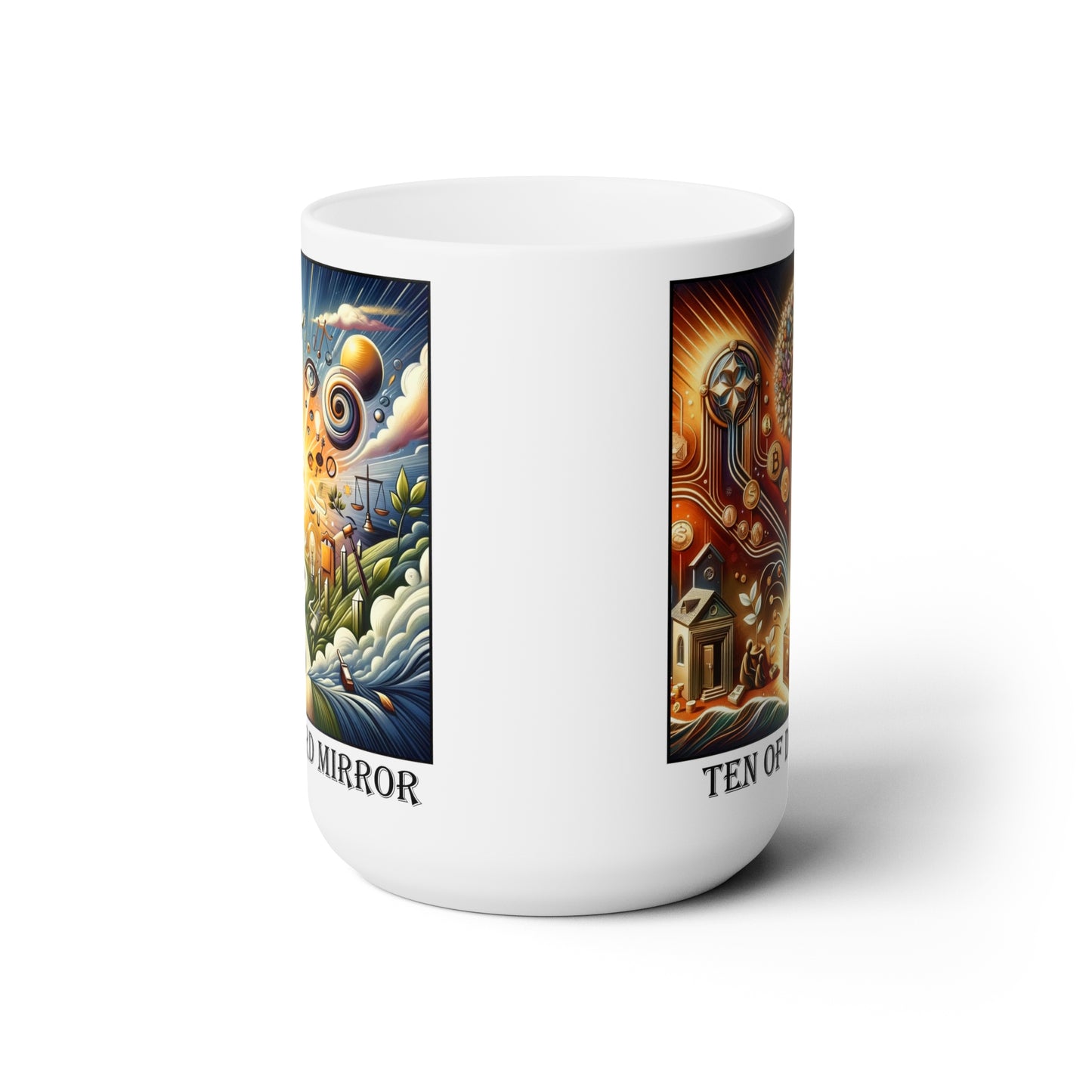 The Ten of Diamonds Ceramic 15 oz Mug from the Some Weird Mirror Collection ~ Game Version ~
