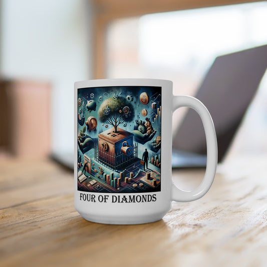 The Four of Diamonds Ceramic 15 oz Mug from the Some Weird Mirror Collection ~ Game Version~