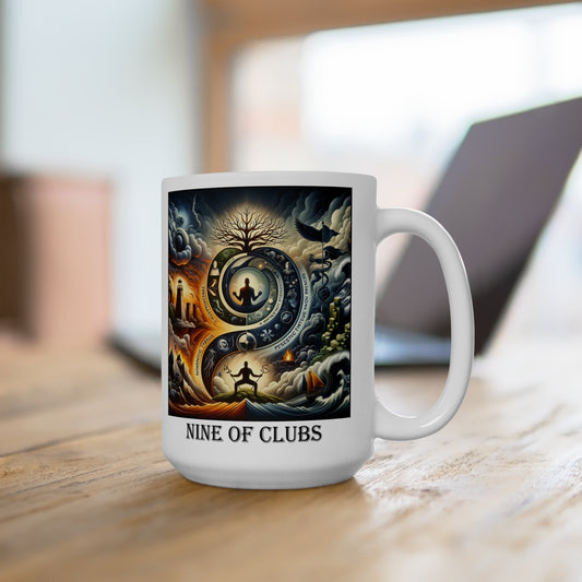 The Nine of Clubs Ceramic 15 oz Mug from the Some Weird Mirror Collection ~ Game Version~