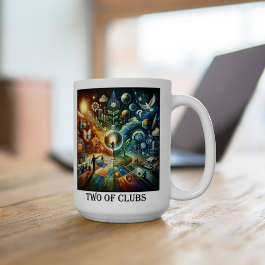 The Two of Clubs Ceramic 15 oz Mug from the Some Weird Mirror Collection ~ Game Version~