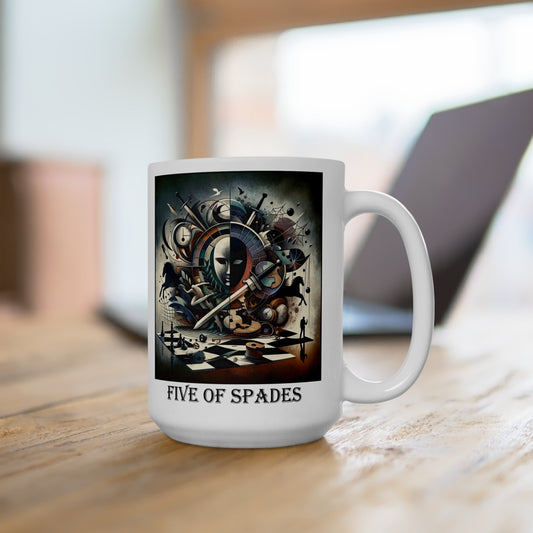 The  Five of Spades Ceramic 15 oz Mug from the Some Weird Mirror Collection ~ Game Version ~