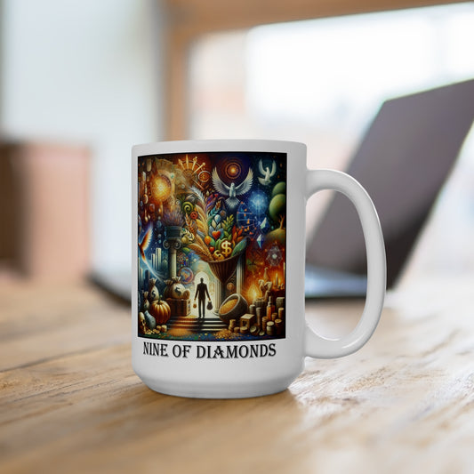 The Nine of Diamonds Ceramic 15 oz Mug from the Some Weird Mirror Collection ~ Game Version ~