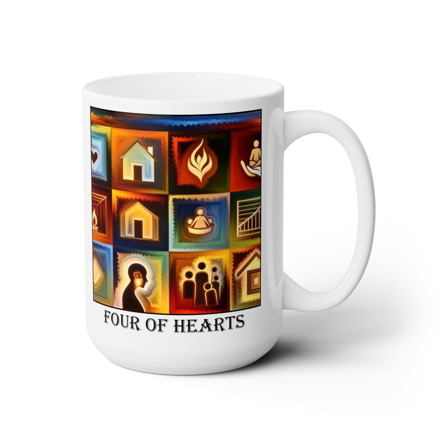 The Four of Hearts Ceramic 15 oz Mug from the Some Weird Mirror Collection ~ Game Version ~