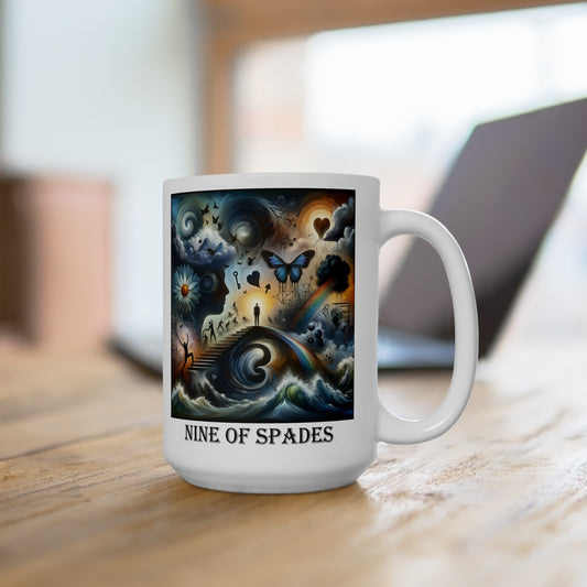 The Nine of Spades Ceramic 15 oz Mug from the Some Weird Mirror Collection ~ Game Version ~