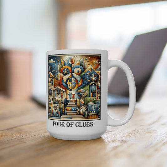 The Four of Clubs Ceramic 15 oz Mug from the Some Weird Mirror Collection ~ Game Version~