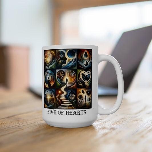 The Five of Hearts Ceramic 15 oz Mug from the Some Weird Mirror Collection ~ Game Version ~