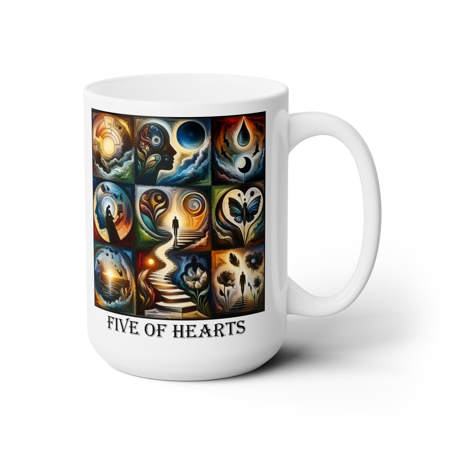 The Five of Hearts Ceramic 15 oz Mug from the Some Weird Mirror Collection ~ Game Version ~