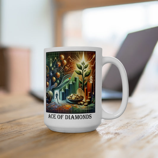 The Ace of Diamonds Ceramic 15 oz Mug from the Some Weird Mirror Collection ~ Game Version~