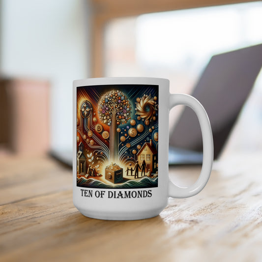 The Ten of Diamonds Ceramic 15 oz Mug from the Some Weird Mirror Collection ~ Game Version ~