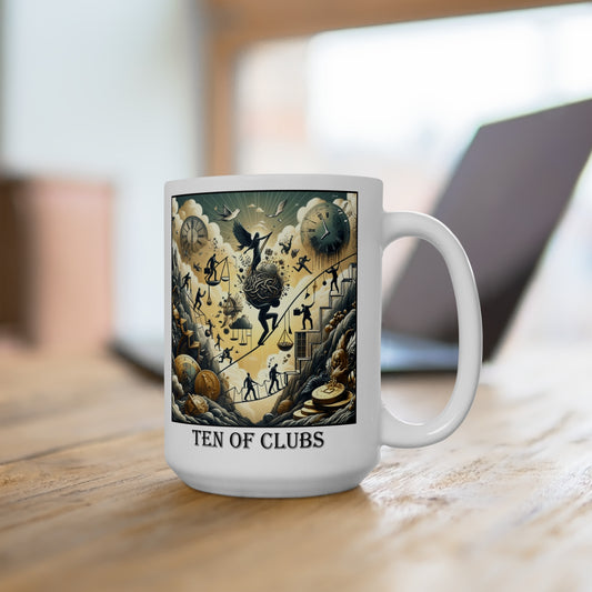 The Ten of Clubs Ceramic 15 oz Mug from the Some Weird Mirror Collection ~ Game Version~