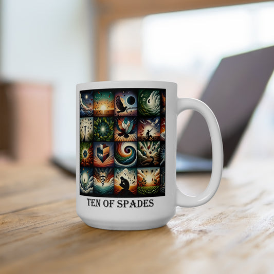 The Ten of Spades Ceramic 15 oz Mug from the Some Weird Mirror Collection ~ Game Version ~