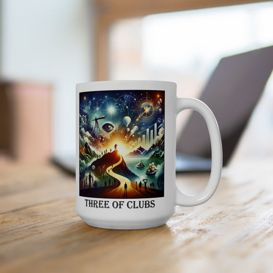 The Three of Clubs Ceramic 15 oz Mug from the Some Weird Mirror Collection ~ Game Version~